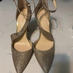 Jessica Simpson Gold Glitter Heels